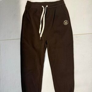 Brown Fleece-Lined Jogger Sweatpants | Cozy Winter Lounge Streetwear Small